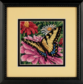 Butterfly on Zinnia Mini Needlepoint Kit by Dimensions