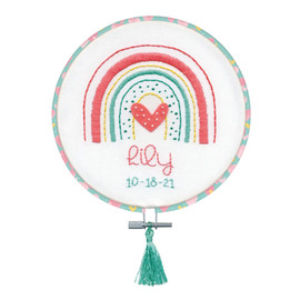 Birth Record in Fabric Hoop Crewel Embroidery Kit with Hoop by Dimensions