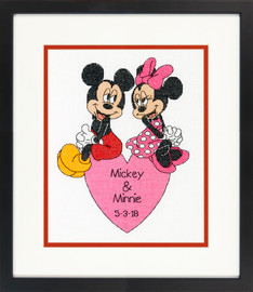 Mickey and Minnie Wedding Record Counted Cross Stitch Kit by Dimensions