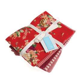 Fabric: Fat Quarters: Printed: Red: Bundle of 5 by Trimits