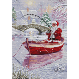 Santa Fishing Counted Cross Stitch Kit By Luca S