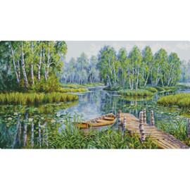 Birches At The Edge Of The Lake Counted Cross Stitch Kit By Luca-S