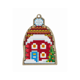 Red Christmas House Counted Cross Stitch Kit On Wood By Kind Fox