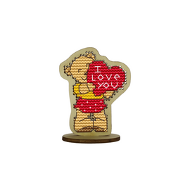 I Love You Counted Cross Stitch Kit On Wood by Kind Fox