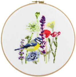 Bird in flowers Cross Stitch Kit By Pako