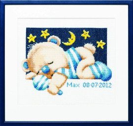 Sleeping Bear Blue Cross stitch Kit by Pako