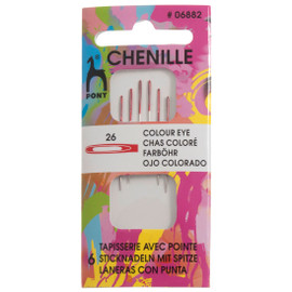 Hand Sewing Needles: Chenille: Colour-Coded Eye: Size 26