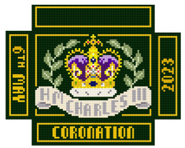 HM Charles III Church Kneeler on Green, White Writing  kit By Jacksons