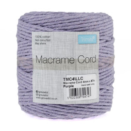 Lilac Macramé Cord: Cotton: 87m x 4mm: 0.5kg By Trimits