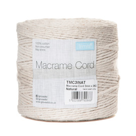 Macramé Cord: Cotton: 262m x 3mm: 0.5kg: Natural