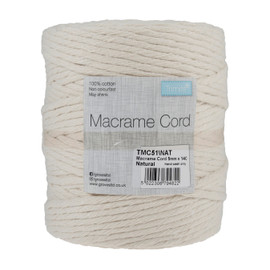 Macramé Cord: Cotton: 140m x 5mm: 1kg: Natural