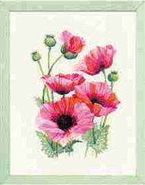 Pink Poppies Counted Cross Stitch Kit by Riolis