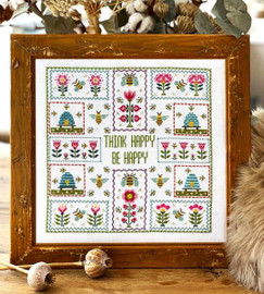 Think Happy Be Happy cross stitch Kit By Historical Sampler