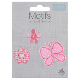 Pink Butterfly and Flowers Motif by Trimits