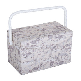 Sewing Box (M): Fold Over Lid: Woodland Toile by Hobby Gift