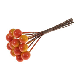 Small Berries on Wire: Orange: 12 Pieces