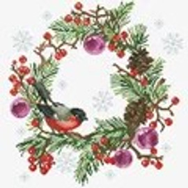 Winter Wreath No Count Cross Stitch Kit by Needleart World