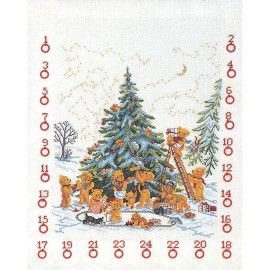 Teddy Tree Advent Calendar Counted Cross Stitch Kit by Permin