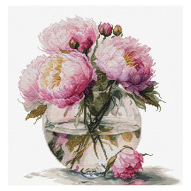 Bouquet Of Peonies Counted Cross Stitch Kit by Luca-S