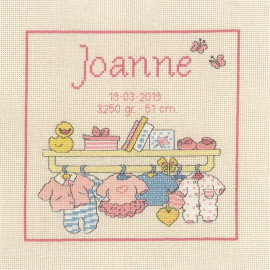 Bobbi Baby Girl Sampler Counted Cross Stitch Kit By Permin