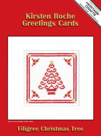 Red Filigree Tree Counted Cross Stitch Card Kit by Heritage Crafts