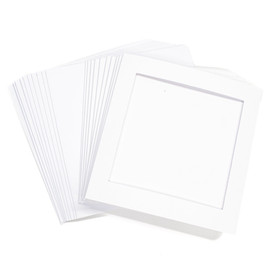 10 Small Square Square White Cards with Apertures -  Aperture size: 89mm x 89mm