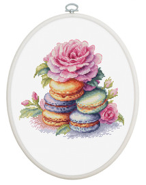 French Macarons Cross Stitch Kit with Hoop by Luca S