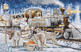 Santa’s Express White Cross Stitch Kit by Luca S