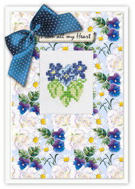 Blue Flowers Cross Stitch Post Card Kit by Luca-S