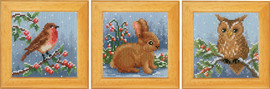 Set of 3 Winter Animals Miniatures Cross Stitch Kit by Vervaco