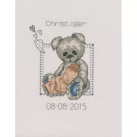 Teddy Birth Sampler Counted Cross Stitch Kit by Permin