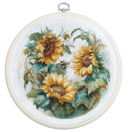Sunflowers Cross stitch Kit with hoop by Luca S