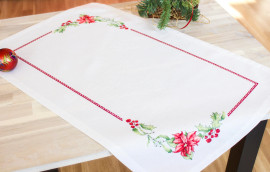 Poinsetta and Berrys Table Topper Cross Stitch Kit by Luca-S
