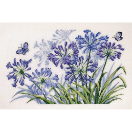 Indigo Agapanthus Counted Cross Stitch Kit by Permin