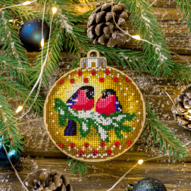 Bird Cross Stitch Kit with Beads on Wood By Wonderland Crafts