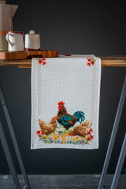 Counted Cross Stitch Kit: Table Runner: Rooster and Chickens (Aida) by Vervaco