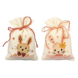 Sweet Bunnies: Set of 2 Gift Bags Counted Cross Stitch Kit by Vervaco