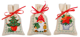 Set of 3 Gift Bags Christmas Cross Stitch Kits by Vervaco