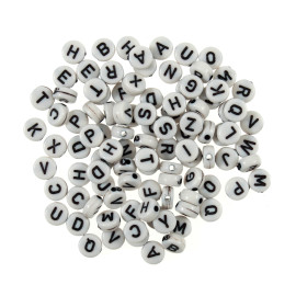 100 Black and White Alphabet Beads