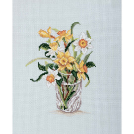 Daffodils in Crystal Vase Counted Cross Stitch Kit by RTO