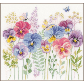 Pansies and Grasses Counted Cross Stitch Kit by Vervaco