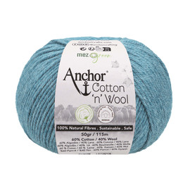 Crochet/Knitting Yarn: Cotton 'n' Wool: 4 Ply 50g Ball: Blue Topaz