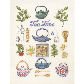 Tea Time - Linen Counted Cross Stitch Kit by Permin
