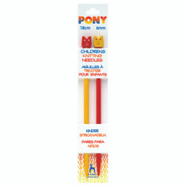 Knitting Pins: Single-Ended: Plastic: Coloured: Children's: 18cm x 6mm: Orange and Blue by Pony