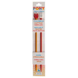 Knitting Pins: Single-Ended: Aluminium: Coloured: Children's: 18cm x 4.5mm: Red and Yellow by Pony