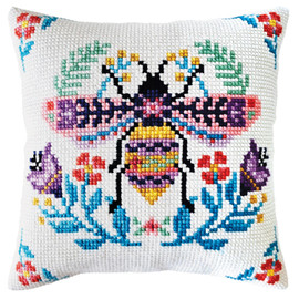 Flower Bee Chunky Cross Stitch Cushion Kit by Collection D'Art