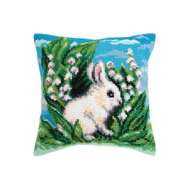 White Rabbit Chunky Cross Stitch Cushion Kit by Collection D'Art