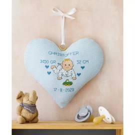 Blue Heart Counted Cross Stitch Kit by Permin