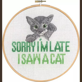 Sorry Cat Counted Cross Stitch Kit by Permin 
