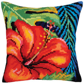 Hibiscus Flower Chunky Cushion Cross Stitch Kit by Collection D art